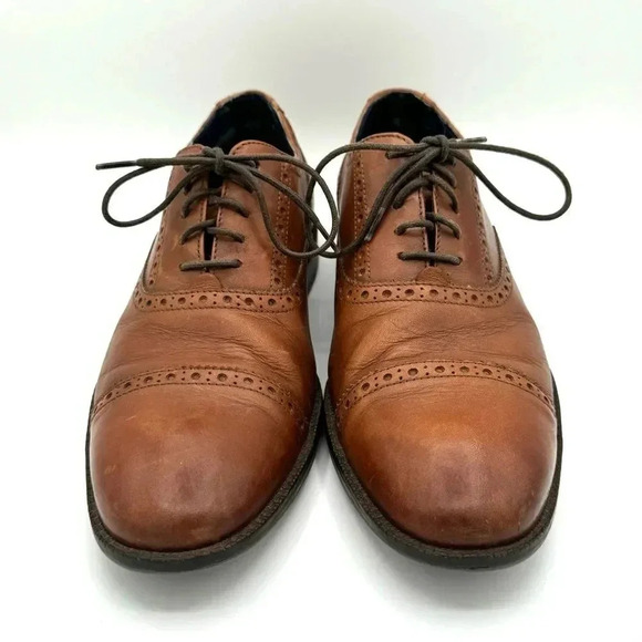 COLE HAAN Wayne Cap Toe Oxford in British Tan Size 8.5 - Picture 4 of 10